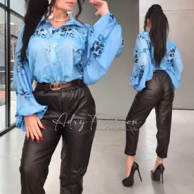 La Diva kék párduc mintás ing