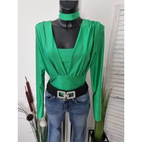 Mandy brazil zöld színű fényes body nyakpánt dísszel