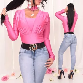 Mandy pink színű body gombos nyakpánt dísszel