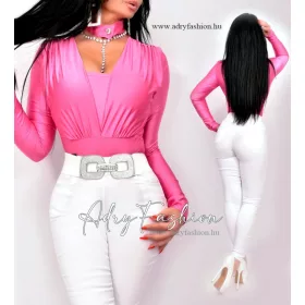 Mandy pink színű body gombos nyakpánt dísszel