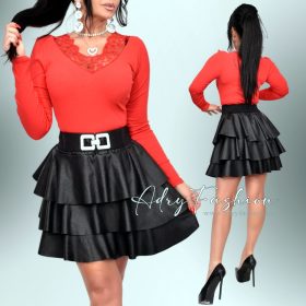 Petra Piros bordás v kivágott csipkés felső