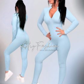 Bori babakék színű bordás Fitness overál