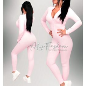 Bori Rózsaszín színű bordás Fitness overál