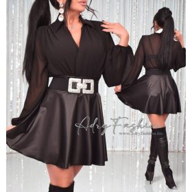 Ella Fekete inggalléros átlapolt muszlin BODY