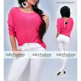   Petra pink színű lurex szálas vékony kötött masni díszes felső