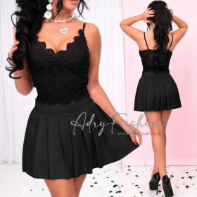 Bea Fekete színű rakott szoknya - öv nélkül