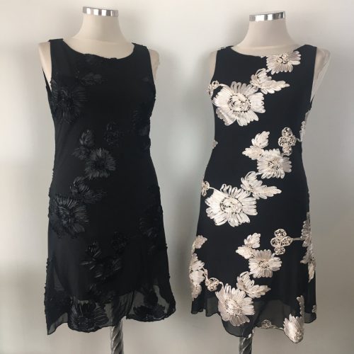 Bori Fekete ekrü virág díszes alkalmi ruha