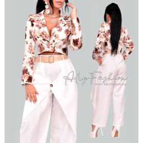 Ekrü barna virág mintás csini blézer