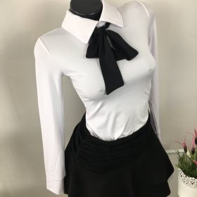 Fehér kikiriki galléros poliamid felső S-es