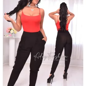 Lara Fekete színű jégselyem zsebes nadrág 