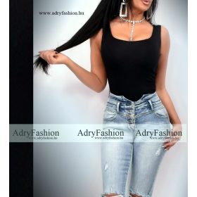   Fekete színű basic trikó mellénél dupla anyagú pamut trikó
