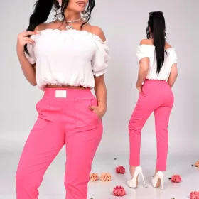 Betta Pink színű elöl tűzött zsebes nadrág