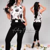Fekete színű elöl tűzött zsebes nadrág