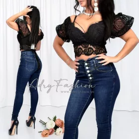 Lorena fekete színű csipke top