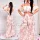 Bézs és barna színű pálma mintás top nadrág szett