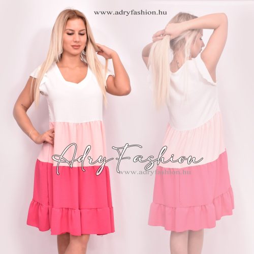 Fehér rózsaszín színű lenge női ruha