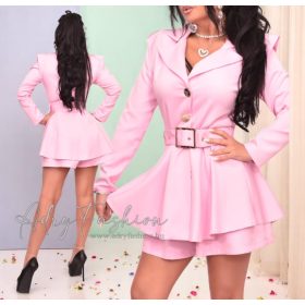 Lydia Rózsaszín színű arany csatos overál ruha övvel