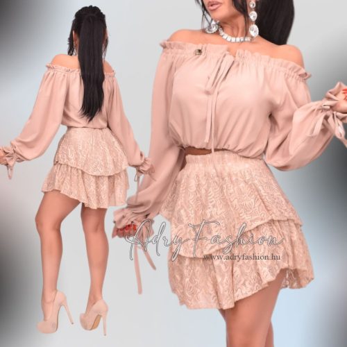 Bézs színű csipke szoknya