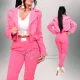 Pink színű csini gumírozott blézer brossal 