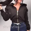 Fekete kapucnis LA DIVA dzseki 