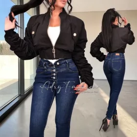 Fekete LA DIVA Bomber dzseki 