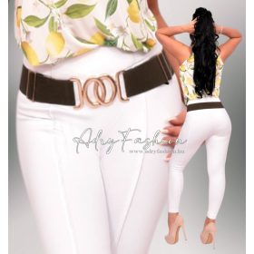   Keki színű állítható gumis öv dupla ovális alakú ARANY csattal