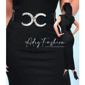 Fekete gumis ezüstcsatos női ÖV állítható méret