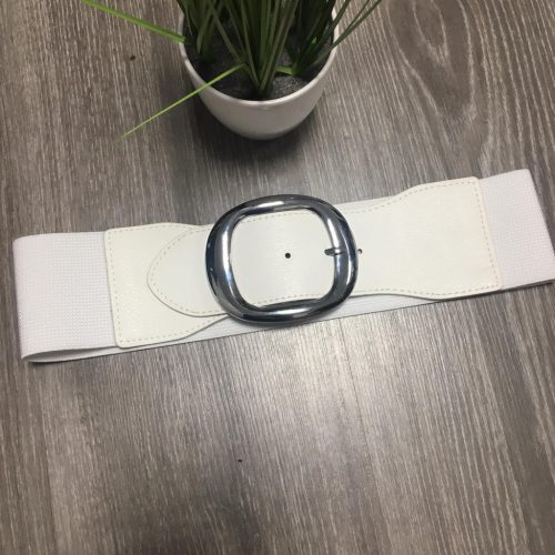 Fehér színű gumis nagy csatos öv