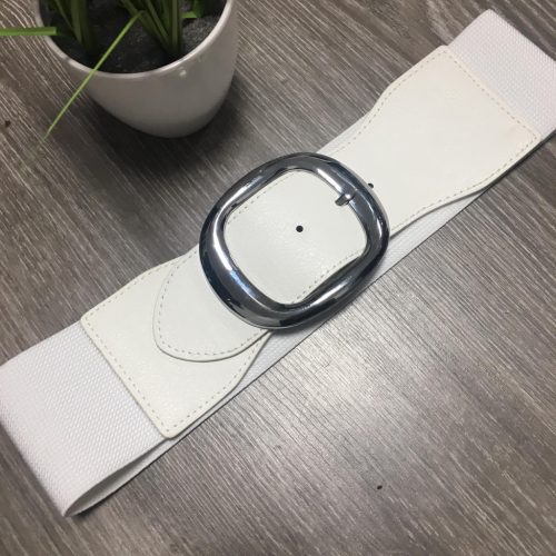 Fehér színű gumis nagy csatos öv