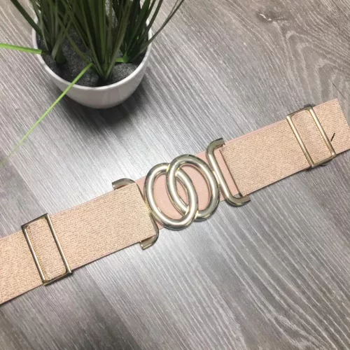 Rose gold színű gumis öv dupla ovális alakú arany csattal