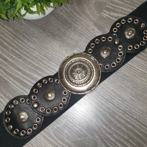 Fekete arany bőr hatású ringlis gumis öv 