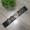 Fekete arany bőr hatású ringlis gumis öv 