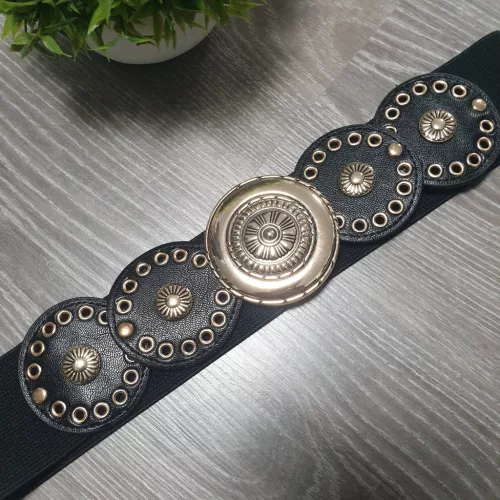 Fekete arany bőr hatású ringlis gumis öv 