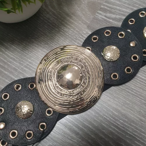 Fekete széles arany bőr hatású ringlis gumis öv 