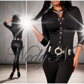 NedyN fekete színű poliamid patentos Kata ing