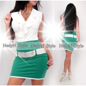 NedyN fehér átlapolt fodros női felső szoknya nélkül